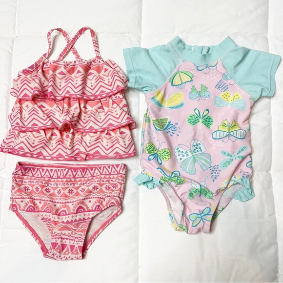 Bundle of 2 Baby Girl 9-12 Month One Piece Swimsuits - Picture 1 of 6